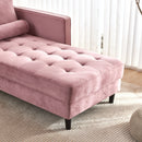 64" Velvet Chaise, Mid-Century Modern Chaise Furniture, Sleeper for Living Room, Apartment, Tool-Free Assembly. (Pink)