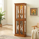 Lighted Curio Cabinet With Adjustable Shelves and Mirrored Back Panel
