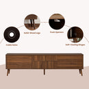 Fluted TV Stand With Storage Drawers And Cabinets For TVs Up To 80", Soft-Close Hinges, Cable Management - Walnut by HouseOfZazla