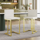 25.8" Counter Height Bar Stools Set of 2, Mid-Century Modern Gold Counter Height Bar Stools with Back