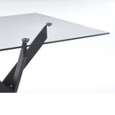 Dining Table With Cross Metal Leg And Tempered Glass, Modern Space Saving Kitchen Table For Living Room Legs, Square Table by HouseOfZazla
