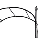 84" Garden Arch Arbor with Gate, Metal Arch Trellis, Garden Archway for Climbing Vines, Wedding Ceremony Decoration, Flourishes & Arrow Tips, Black