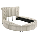 Santiago - Upholstered Round Storage Bed With Built In Charging Ports by HouseOfZazla