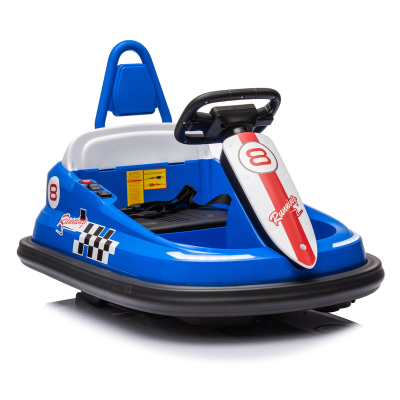 6V Kids Ride on Electric Go Kart Bumper Car W/Parents Remote Control,Three Speed Adjustable,LED Lights,Horn,Bluetooth,Player&360Spin,Vehicle body with Anti-collision padding for 18m+.