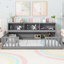 Floor Bed With Bedside Bookcase, Shelves, Guardrails by HouseOfZazla