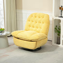 360 Swivel Recliner Adjustable Chair Chenille Glider Swivel Reclining Sofa Chair with Black Metal Round Base - Yellow