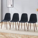 Luxury Simple Chair (Set of 4) Linen Cotton High Resilience Dining Chair With Metal Color Leg - Black / Walnut by HouseOfZazla