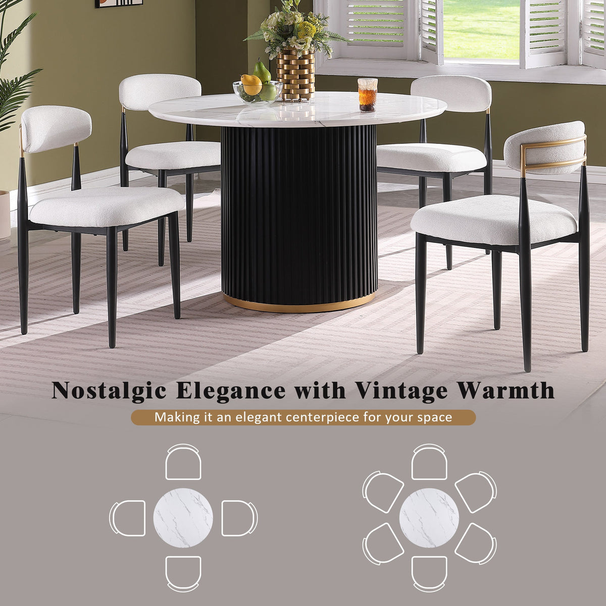 46 Inch Round Faux Marble Dining Table, photo 6 of 8