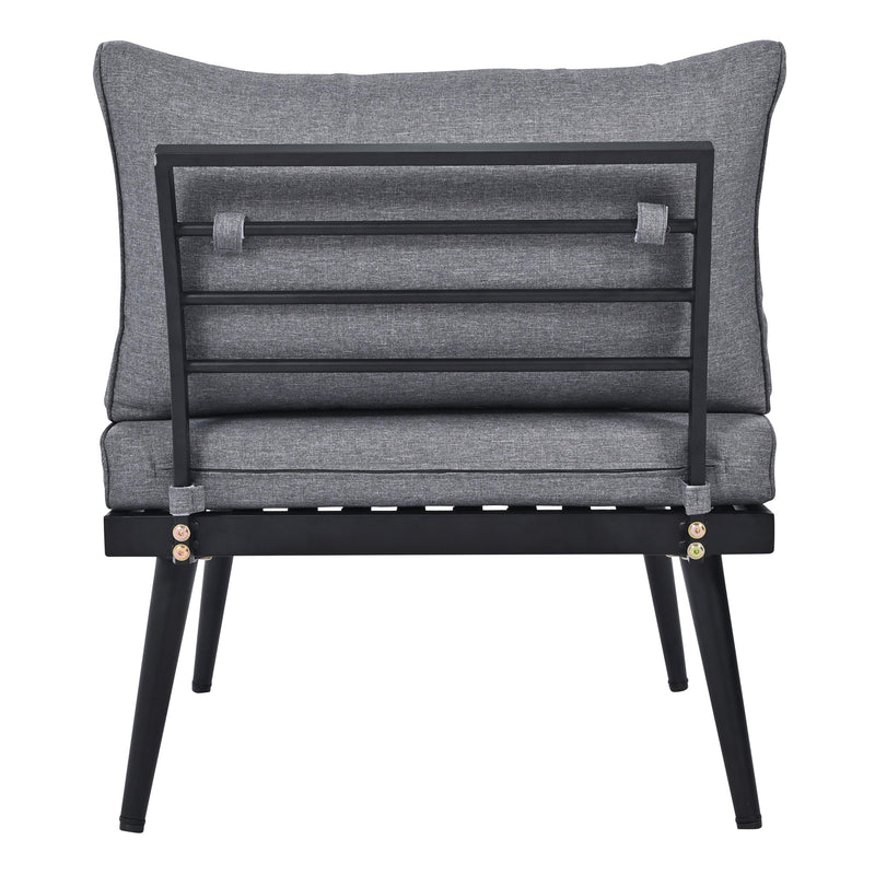 6-Piece Outdoor Sectional Sofa Set with Round Nesting Coffee Tables and Seating Sofa with Cushions for Patio, Porch and Garden (Grey)