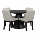 5-piece Dining Set Retro Round Table with 4 Upholstered Chairs for Living Room, Dining Room (Black)
