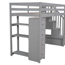 Loft Bed With Storage Drawers And Stairs With Shelves