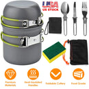 8Pcs Camping Cooking Ware Set Camping Stove Cookware Set Aluminum Pot Foldable Knife Fork Spoon Set for Hiking Picnic Outdoor