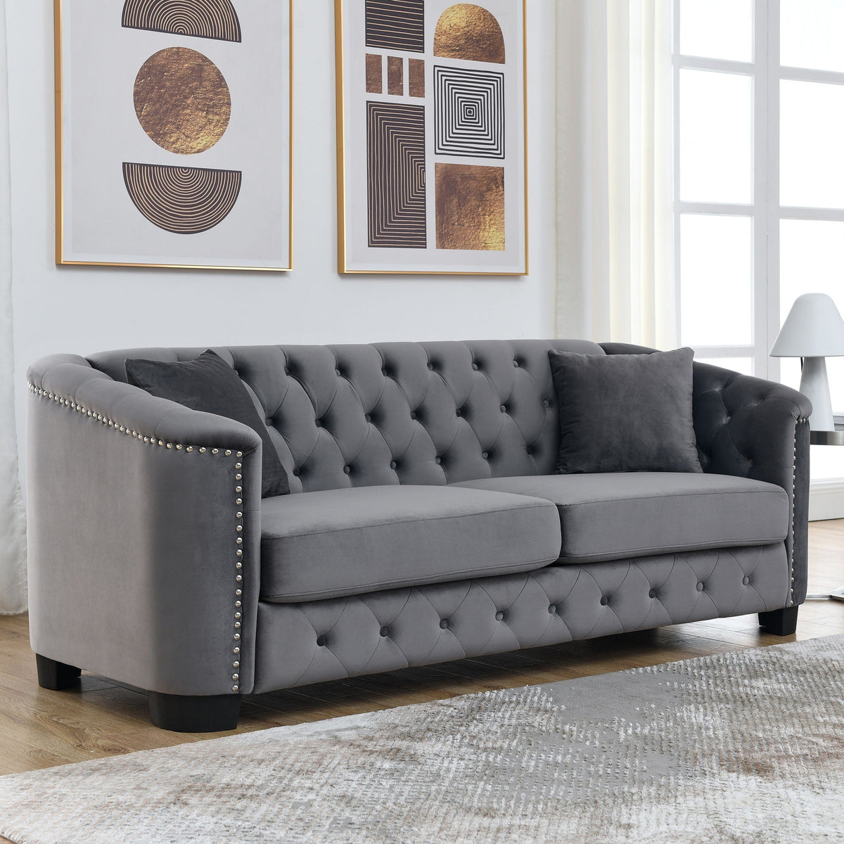 Modern Chesterfield Sofa With Tufted Backrest For Living Room, photo 21 of 36