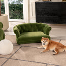 Kiki 36.5' Chesterfield Dog Sofa Bed, Medium, Olive Green Performance Velvet