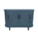 Curved Sideboard Wooden Console Table With 4 Doors And Adjustable Shelves For Living Room - Blue