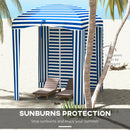 5.9' x 5.9' Portable Beach Umbrella, Ruffled Outdoor Cabana with Walls, Vents, Sandbags, Carry Bag, Blue & White Stripe