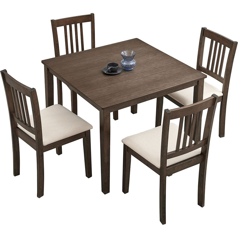 (1 Table with 4 Chairs)Wooden Dining Table Set, Mid Century Modern Square Wooden Kitchen Table and Upholstered Dining Chairs for Dining Room, Kitchen, Saving Space,Brown