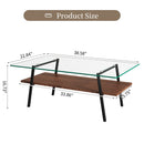 Rectangle Coffee Table, Tempered Glass Tabletop With Metal Legs, Modern Table For Living Room by HouseOfZazla