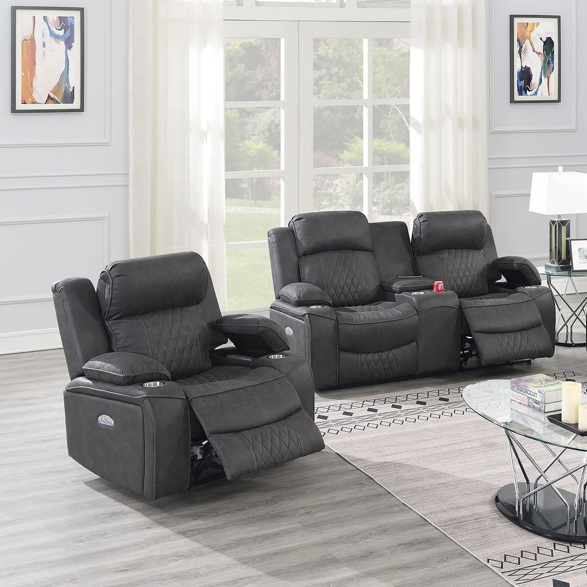 Power Motion Living Room Set With USB Port, Adjustable Headrest, Cup Holder, photo 20 of 28