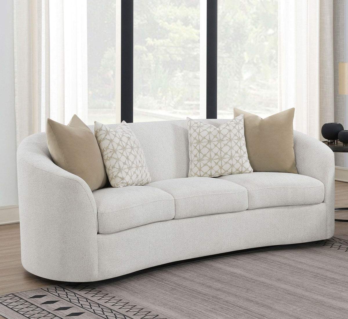 Rainn Boucle Upholstered Sloped Arm Sofa Latte, photo 4 of 7