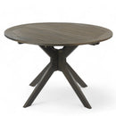 Stanford Outdoor Round Acacia Wood Dining Table with X Base