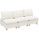 88-inch simple, modern and ultra-comfortable straight-row three-seater off-white flannel sofa is suitable for living rooms, bedrooms and balconies.