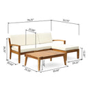 Outdoor L Shape 3pcs Acacia Wood Patio Sofa Set
