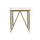 Sinclair - 2 Piece Nesting Table Set With Iron And Luxurious Marble Surface - White / Gold