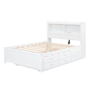 Full Size Platform Bed With Trundle, Drawers, USB Ports And Built In Shelves - White by HouseOfZazla