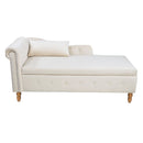 Chaise Lounge Indoor, Lounge Chair For Bedroom With Storage & Pillow, Modern Upholstered Rolled Arm Chase Lounge For Sleeping With Nailhead Trim For Living Room Bedroom Office by Unique Piece Furniture