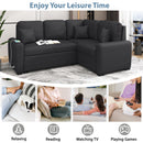 87.4"Sectional Sleeper Sofa with USB Charging Port and Plug Outlet,Pull-Out Sofa Bed with 3 Pillows, L-Shape Chaise for Living Room Small Apartment,Black