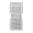 Kitchen Pantry Cabinet Tall Storage With Adjustable Shelves, Heavy Duty Stainless Steel Frame - White by HouseOfZazla