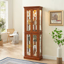 Curio Cabinet Lighted Curio Diapaly Cabinet With Adjustable Shelves And Mirrored Back Panel, Tempered Glass Doors (6 Tier), (E26 Light Bulb Not Included) by Unique Piece Furniture