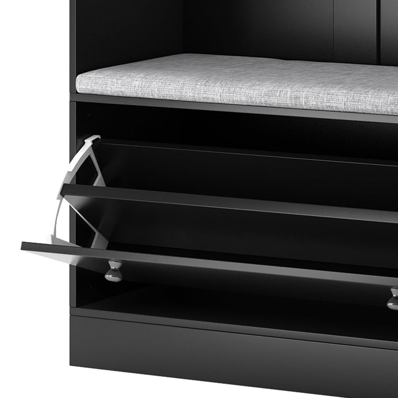 5-in-1 Entryway Bench with Coat Rack, Cushion and 3 Sturdy Hooks, 47.2" Wide Hall Tree with Shoe Storage Bench for Hallway, Entryway, Living Room