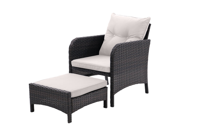 5 Piece Outdoor Patio Furniture Set,All Weather PE Rattan Conversation Chairs with Armrest and Removable Cushions,Ottomans and Storage Coffee Table for Poolside Garden Balcony Deck(Beige)