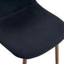 Luxury Simple Chair (Set of 4) Linen Cotton High Resilience Dining Chair With Metal Color Leg - Black / Walnut by HouseOfZazla