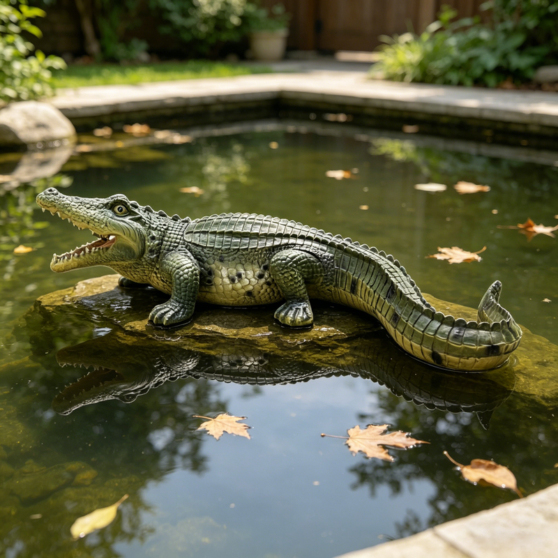 23" Simulated Crocodile Garden Statue, photo 2 of 10