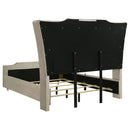 Lorient Queen LED Upholstered Wingback Bed Ivory and Camel