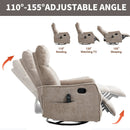 Khaki Heat Massage Manual Recliner Chair with Rocker and Swivel in Fabric for Living Room by HouseOfZazla