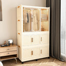 Portable Wardrobe Closet Storage Organizer With 9 Magnetic Doors - Cream White by HouseOfZazla