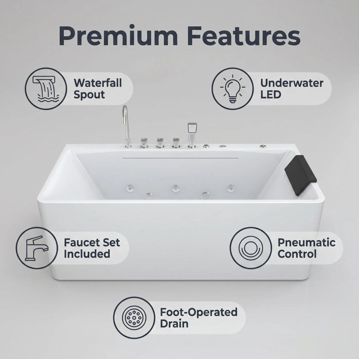 67-Inch Single-Person Luxury Whirlpool Bathtub, photo 10 of 10
