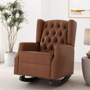 Moss Upholstered Rocking Recliner With Diamond Tufting And Wingback - Light Brown by HouseOfZazla