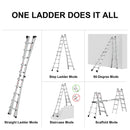 22' Aluminum Multi-Position Ladder With Wheels, 300 Lbs Weight Rating - Metallic Gray by HouseOfZazla