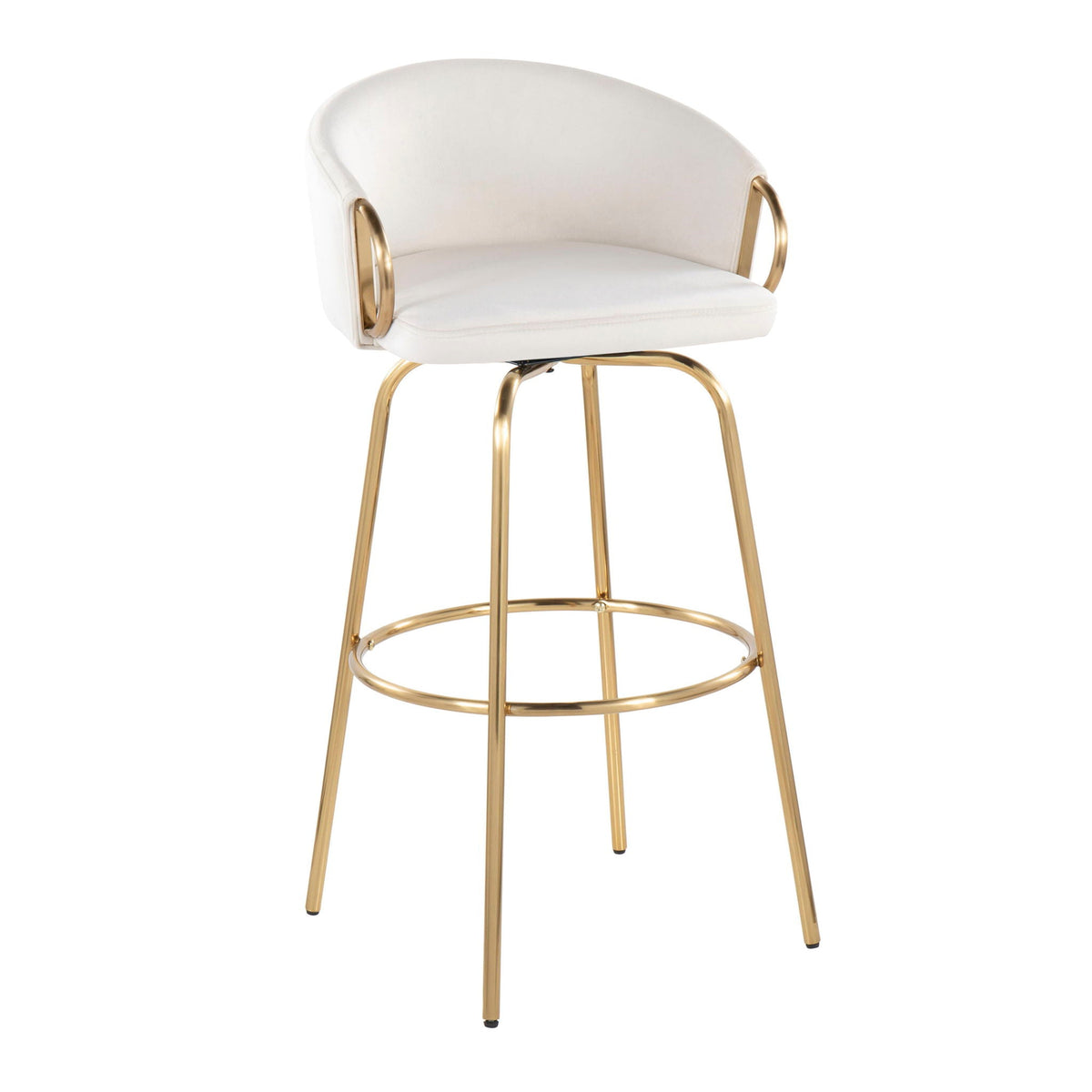 Claire - Contemporary / Glam Fixed Height Bar Stool (Set of 2) Round Footrest (Set of 2), photo 8 of 16