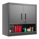 Wall-Mounted Storage Cabinet With Locking Door, 1 Shelf And Open Drawer - Black by HouseOfZazla