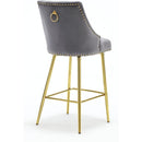 velvet high bar chair with gold zipper high back, suitable for bar area, dining area, leisure area and other occasions