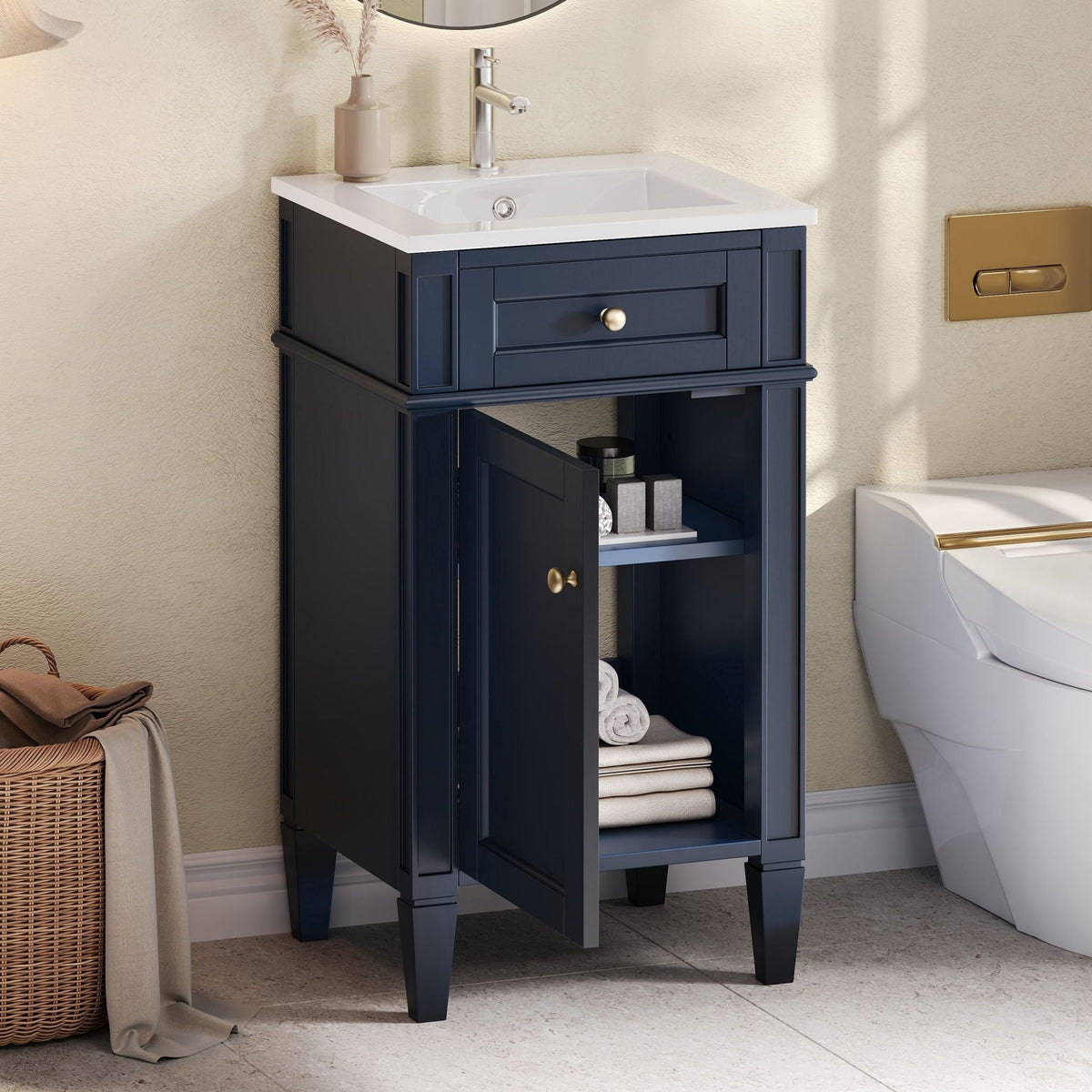 French Style Bathroom Vanity With Sink, Soft-Closing Door, Adjustable Shelf, Rectangular Design, photo 13 of 21