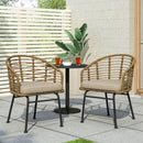 Randy Modern Wicker Chair with Water Resistant Cushions - Brown / Beige by HouseOfZazla