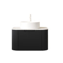 DINA 24" Bathroom Vanity & Sink with Floating Curved Edges Striped Storage Cabinet by HouseOfZazla