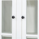 Retro Style Wall Suit With Glass Doors, 75.25" Tall Display Cabinets & Triangle Sided Bookshelves - White by HouseOfZazla